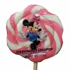 Deals ???? Disney Parks Lollipop - Minnie Mouse - Pink And White Swirl - 4 Oz ????